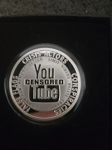 1 OZ .999 PURE SILVER SHIELD PROOF YOU TUBE CENSORED MINI MINTAGE ROUND COIN COA