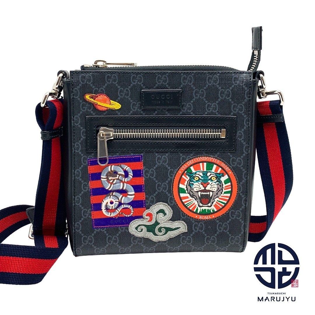 GUCCI GG Supreme Patchwork Tra Snake Courier Shou… - image 1