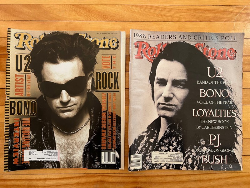 Rolling Stone 2 Issues. Bono & U2. Issue 651/1993 & Issue 547/1989