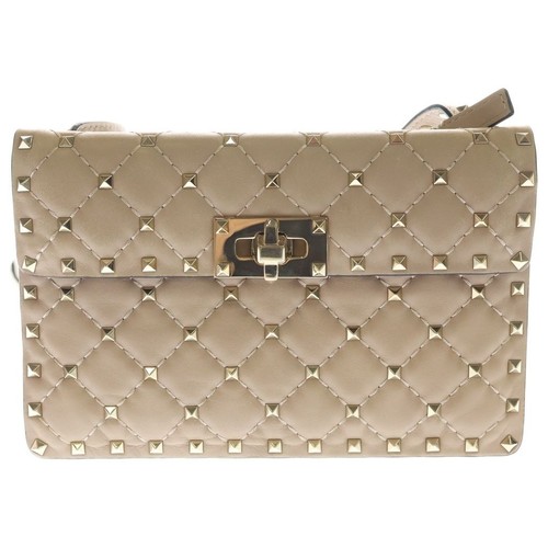 VALENTINO GARAVANI Women Rockstud Shoulder Bag Spike Leather Beige from japan