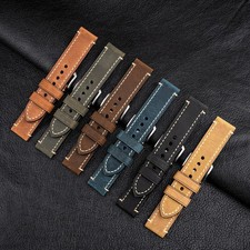 High Quality Hand-stitched Genuine Leather Watch Straps Mens Wrist Band 18-26mm