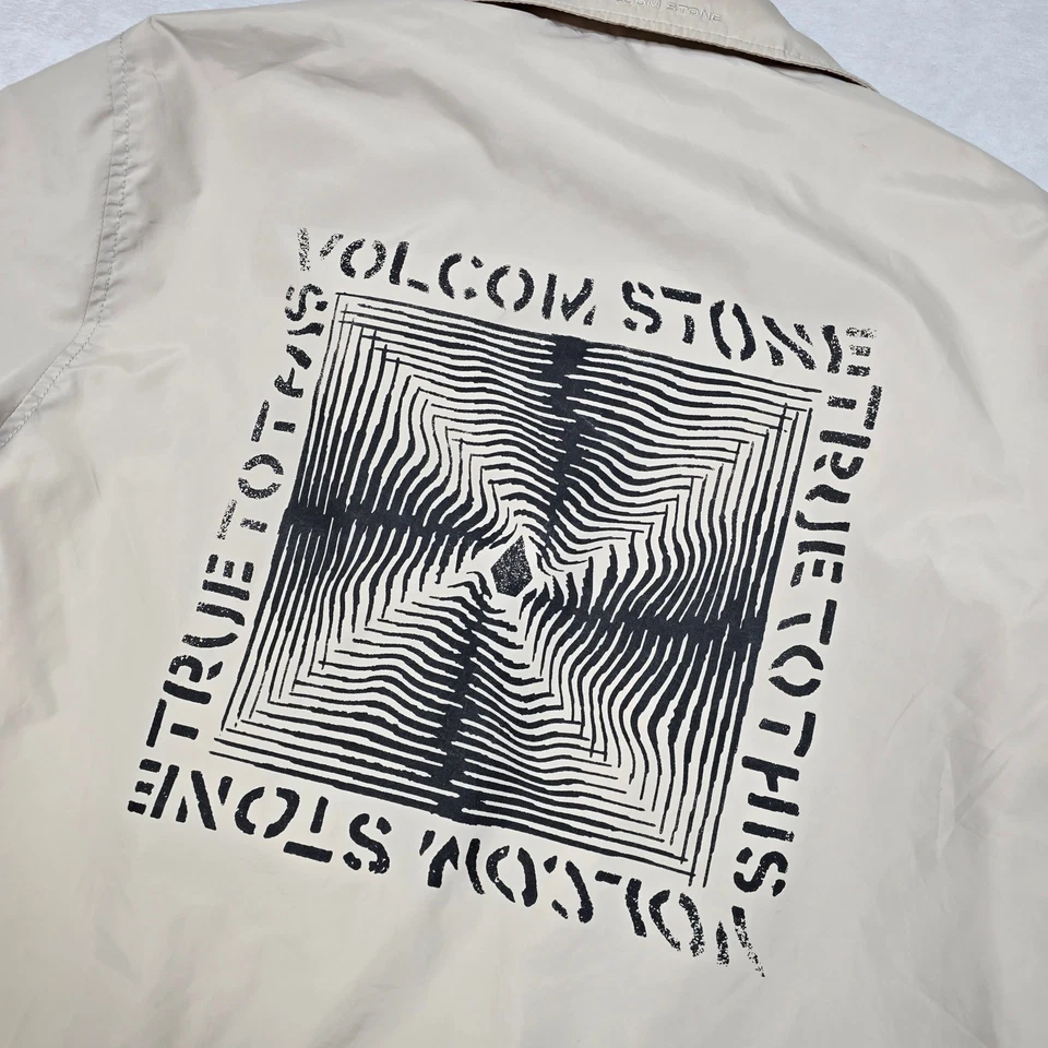 Volcom Stone Windbreaker Jacket Mens XL Beige Water Resistant Back Logo Skater - Image 4 of 4