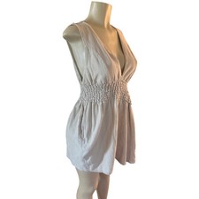 Women S Free People Plunge Tunic Madeline Mini Dress Sleeveless Beige Relaxed