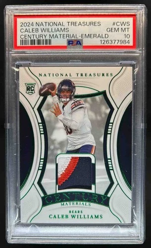 2024 National Treasures Caleb Williams Century Patch Emerald RC #/5 Bears PSA 10