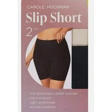 Carole Hochman Women's 2 Pack Slip Shorts, Black / Nude, Large
