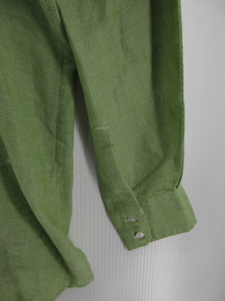 Camisa De Colección Sears Hombres 17 Verde Perma Prest Años 60 70 Botón Texturizada XL * Foto 3 de 4