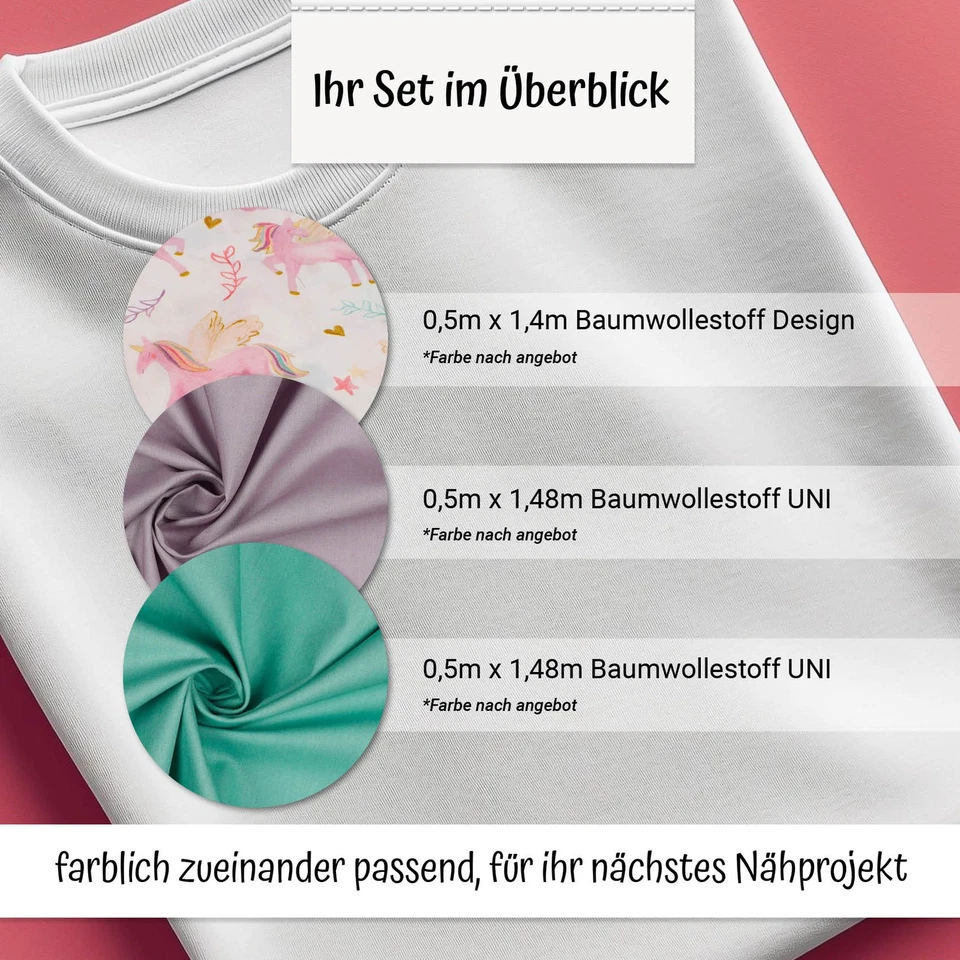 Baumwollstoff 1x Druck + 2x Uni je 0,5m Stoffpaket Nähen Flower Power Set 50 - Bild 3 von 4