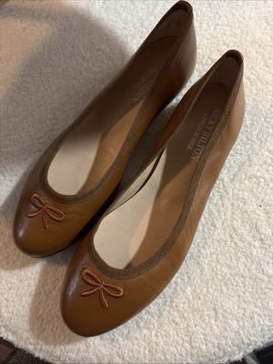 French Sole Nicky Hilton Kathy Flat Women's US Brown Leather Slip On  ZPO1070