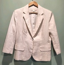 Boston Proper Ivory Linen 1 Button Blazer Sz ...