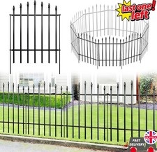 UPGRADE NEW Garden Fence 5 Panels Metal Wrought Iron Railings Decorative Fencing
