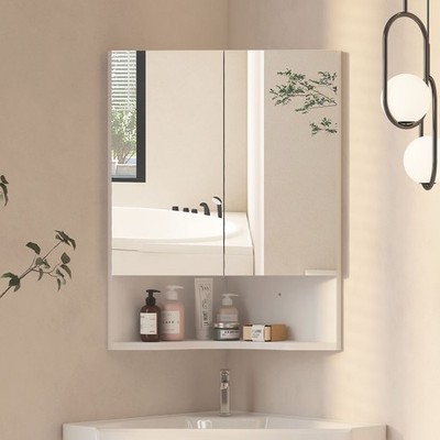 Corner Bathroom Mirror Cabinet With Storage Wall Mounting For Bathroom Modren