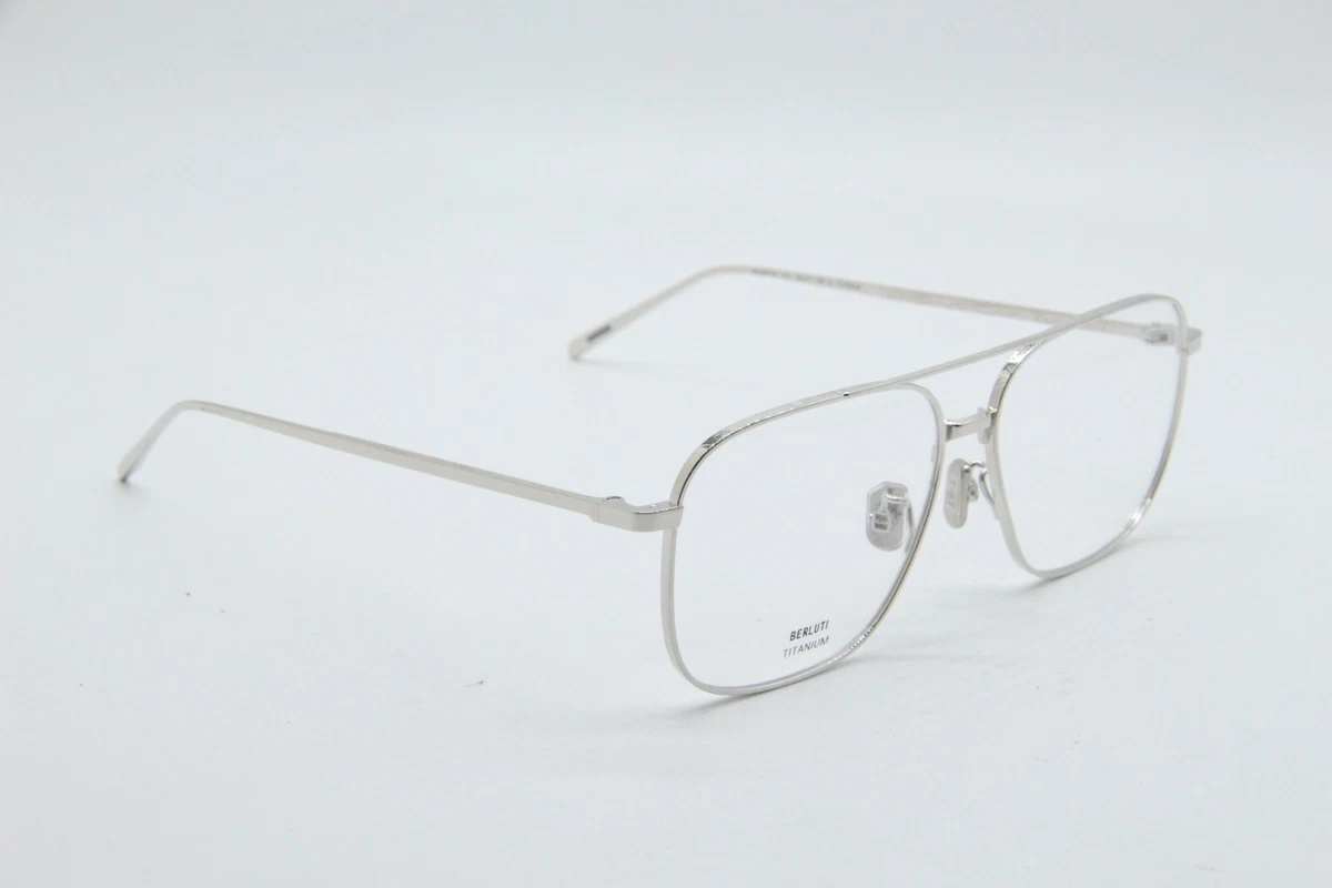 NEW BERLUTI BL 50012U 016 SILVER TITANIUM AUTHENTIC EYEGLASSES FRAMES 56 13