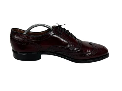 Allen Edmonds MCALLISTER Mens 11 A Wingtip Oxfords Brown Red Made In USA - Picture 3 of 13