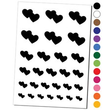 Double Heart Symbol Temporary Tattoo Water Resistant Set