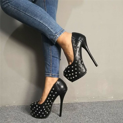 Women's Studded Super High Heels Round Toe Sexy Pumps Stilettos Shoes  US4.5-12.5 | eBay