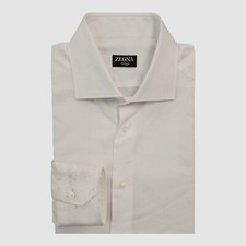 Zegna Men's White Trofeo Cotton Long-Sleeve Button-up Dress Shirt Size 42/16.5