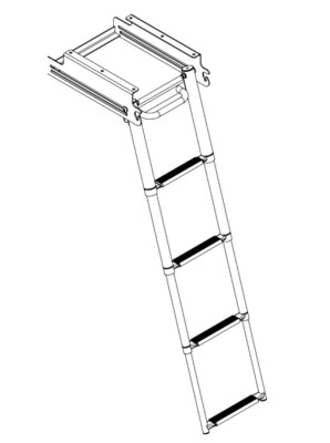 Garelick 19624-70 Under Platform Four Step Stainless Steel Telescoping Ladder