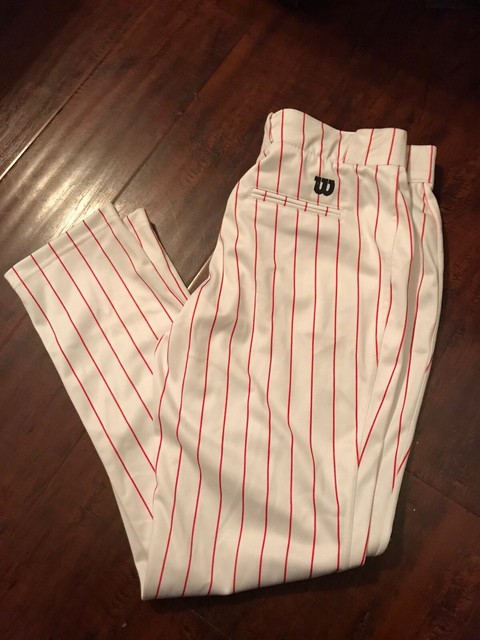 white and red baseball pants