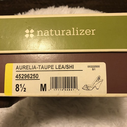 Naturalizer “Aurelia “ Leather Taupe Wedge Peep Toe Sling Backs Size 8.5M - Picture 12 of 12