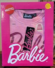  New Barbie Pink Sweatshirt Cozy Sweater Glitter Logo Size Girl L 10/12 
