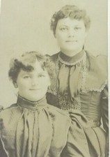 Antique Cabinet Card Photo Victorian Women Sisters Dresses Hair Style