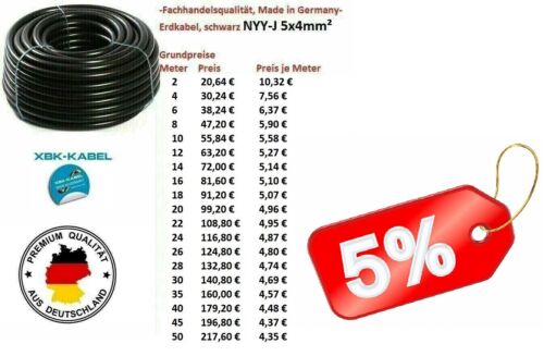 Câble de terre NYY-J 5 x 4 mm2 NYY 5 x 4 câble à courant fort qualité commerciale - Photo 1/1