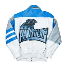 VTG VERY RARE CAROLINA PANTHERS JEFF HAMILTON FULL LEATHER JACKET MENS LARGE