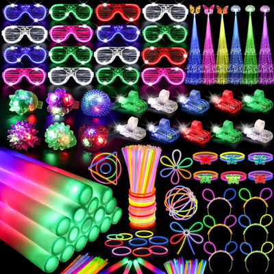 170PCS Glow in the Dark Party Supplies, 16PCS LED Foam Sticks, 16PCS LED Glasses