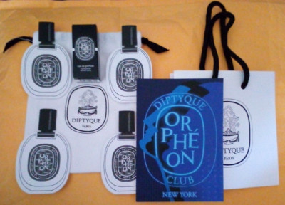 Diptyque Orphéon Eau De Parfum Vial Sample Spray Logo Pouch 4 Scent Strips Bag..