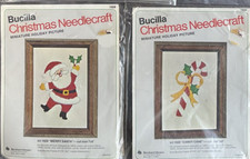 Bucilla Christmas Needlecraft Merry Santa #1928 & Candy Lane #1926 Made in USA