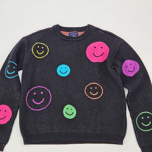 ANDY & EVAN Smiley Face Sweater Size 14 Black Pink Yellow Smiley Faces Sparkle - Picture 10 of 20