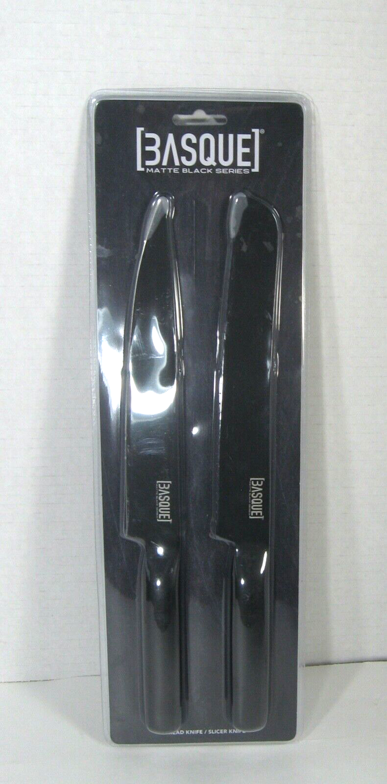 NEW Basque Matte Black Series 2 Pc Knife Set 8" Slicing & 8" Bread