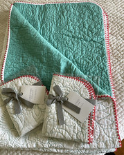 BEAUTIFUL ANTHROPOLOGIE "LEAFY VINES" TODDLER QUILT QUILT  SHAMS