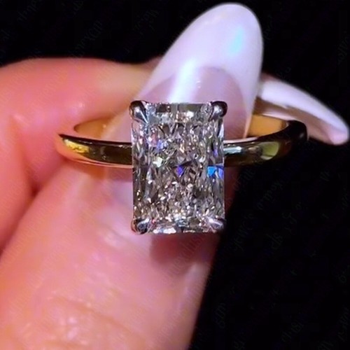 2.00CT E VS1 Radiant IGI Lab Grown Diamond Engagement Ring In 14k Two-Tone Gold - Bild 7 von 13