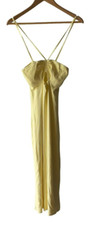 Open Edit Size S Yellow Ribbed Knit Keyhole Strappy Body Con Dress - New
