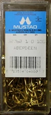 Vintage Mustad 32762 size 1/0 Aberdeen Hooks Made In Norway Mustad & Son USA