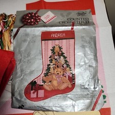 Vintage Candamar Tree of Teddy Bears 50434 Christmas Cross Stitch Stocking Kit