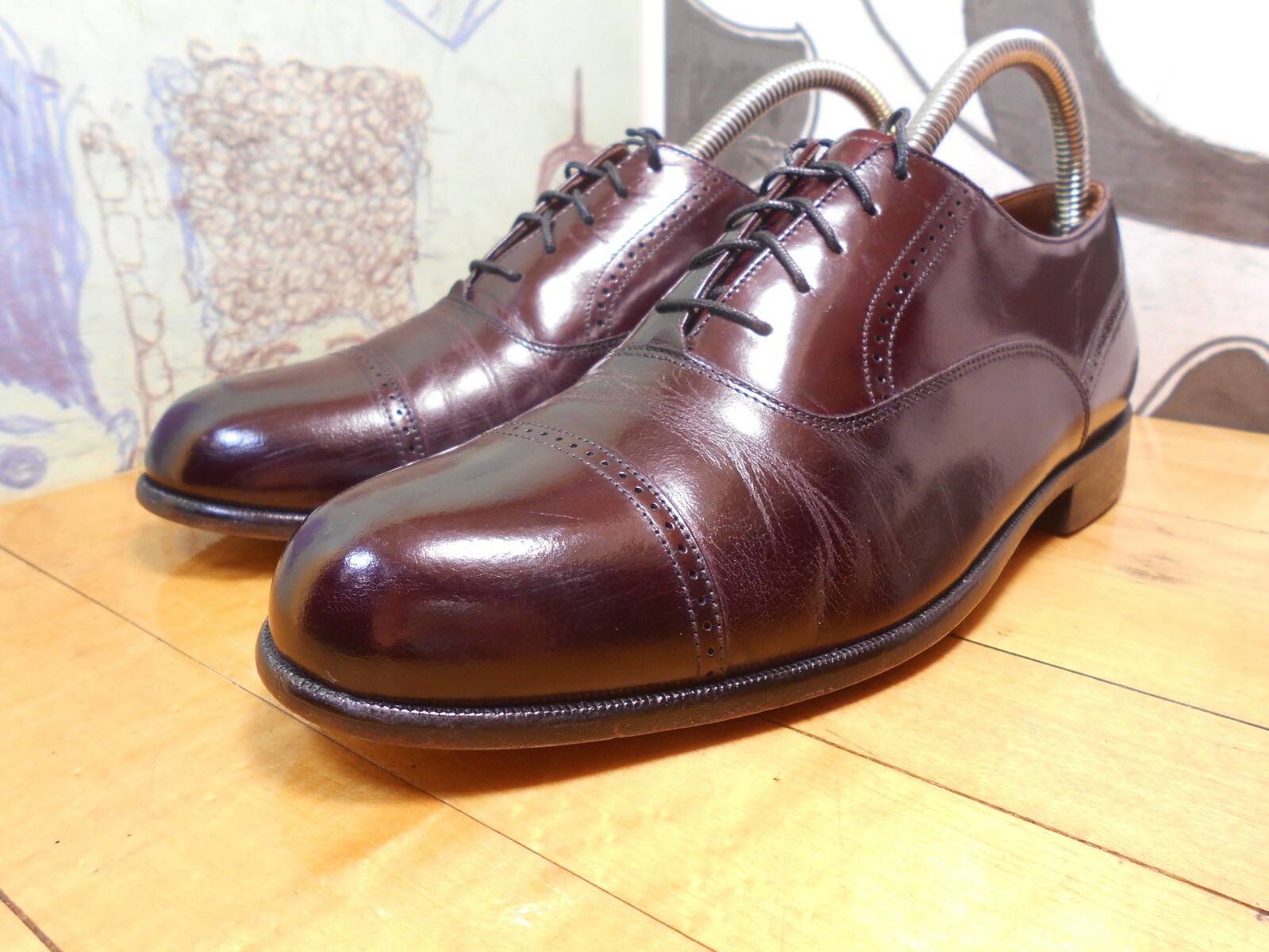 Bostonian Square Toe U-Tip Shoes, Made in Italy Men's 28.0cm genuine leather black type Vintage Second Hand