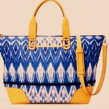 Stella & Dot Getaway Travel Tote Bag Duffle Expandable Large Xl Shopper Ikat