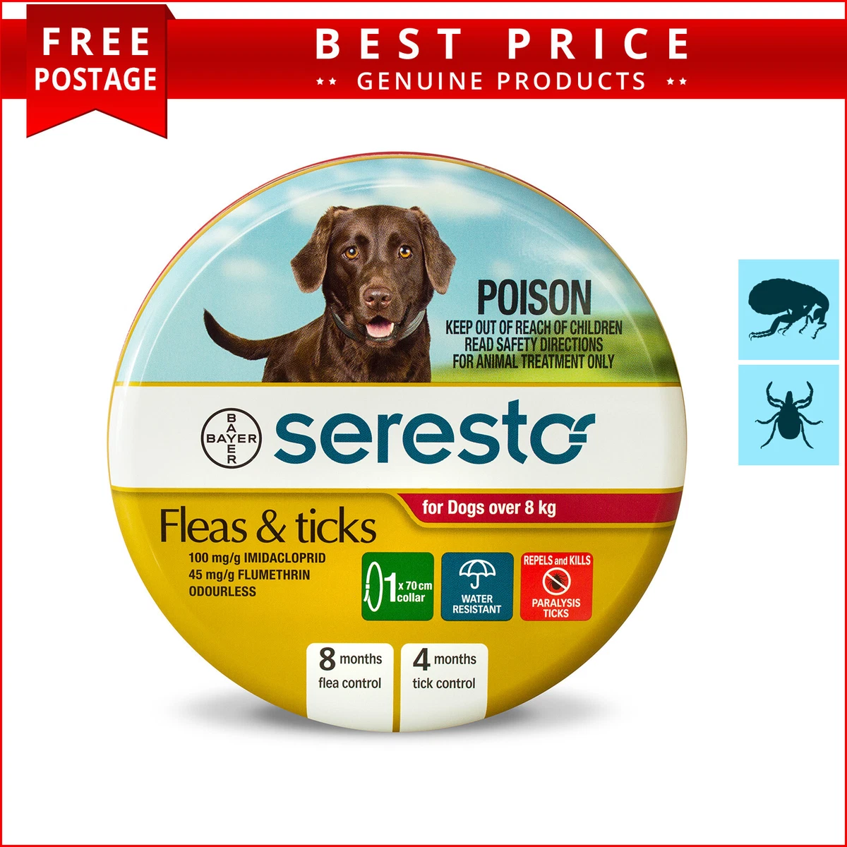 SERESTO Collar for Dogs Over 8 Kg RED pack Flea and Tick Control 1