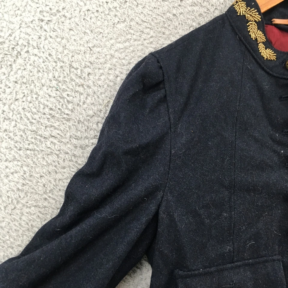 Jaqueta Blazer Militar Free People Feminina S Azul Manga Longa Botões Lã - Imagem 4 de 4