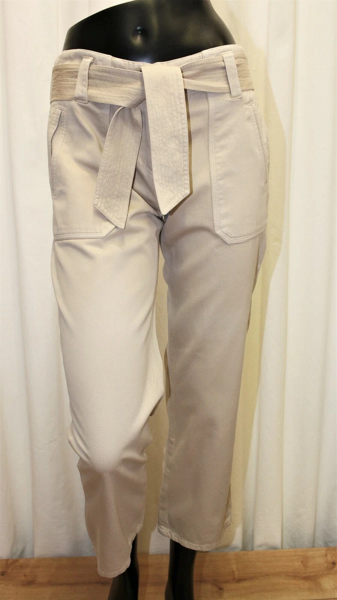 Pantalon femme droit SANDRO toile 100 coton beige taille 38 made