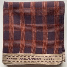 JAPAN HANDKERCHIEF ART BROWN CHECKS SOLID COTTON MEN'S POCKET SQUARE 17" B0151