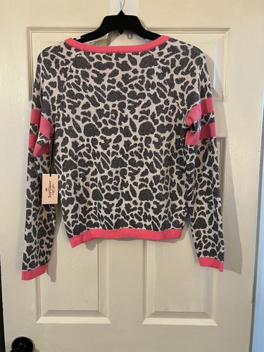 Juicy Couture Womens Pink Gray Metallic Animal Leopard Print Sweater Size Medium - Picture 6 of 6