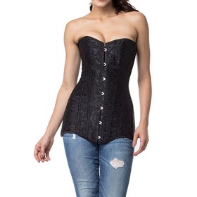 14 Steel Boned Overbust Corset Long Torso Corset Bustier Waist Trainer Shaper LO