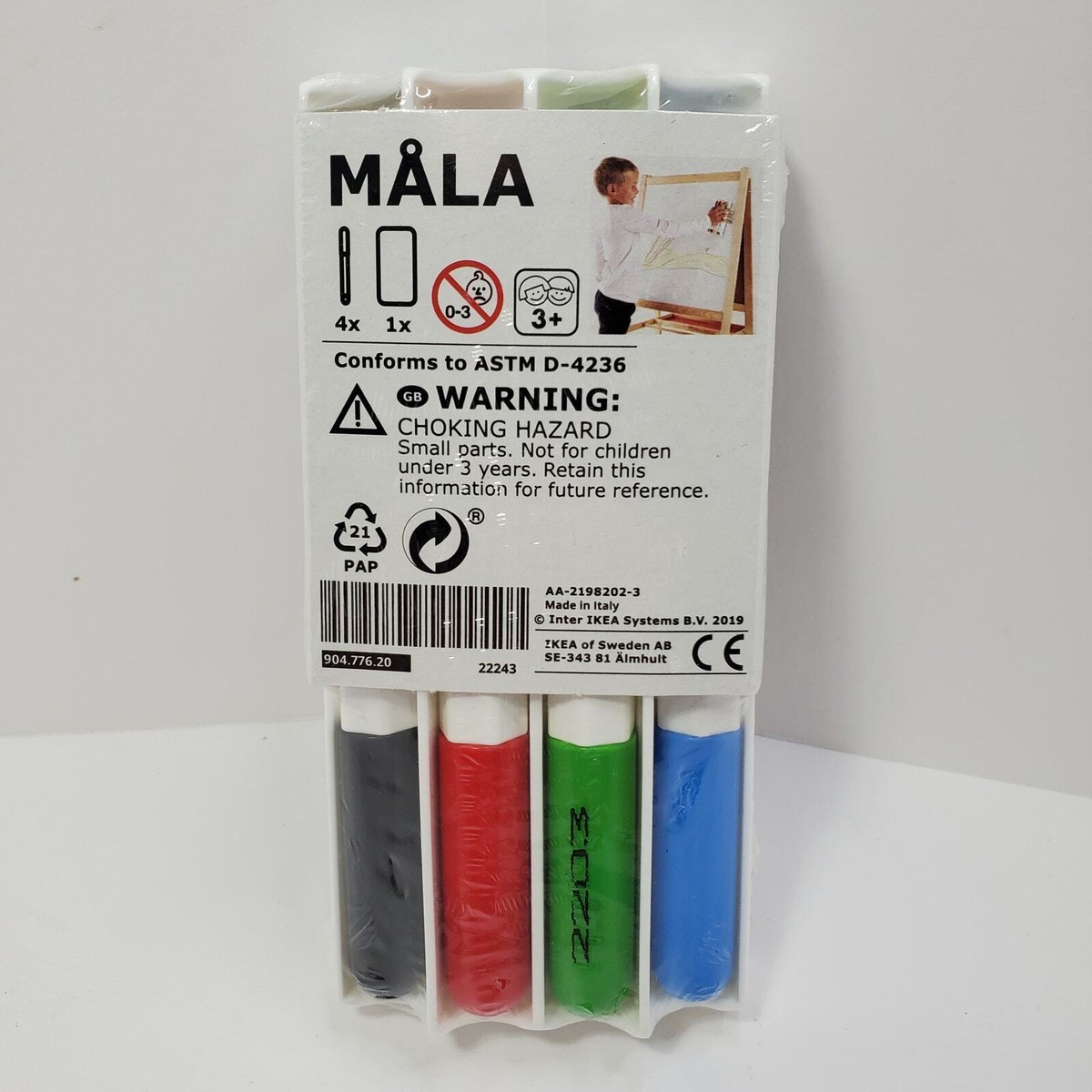 Ikea MALA Set of Dry Erase Markers with Eraser Marker Holder NOS