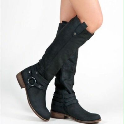 STEVE MADDEN STINGREY BLACK BUBUCK WOMENS BOOTS 