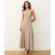 MARNE LAYER Lexi Rib Sun-In Fit & Flare Dress Size Small Cocoa Tan Brown Maxi