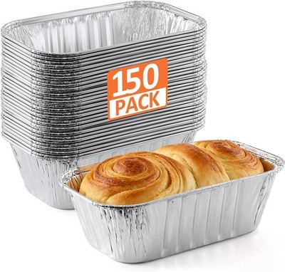 150 Pack 6x3.5x2 Disposable Aluminum Loaf Pans - 1 Lb Mini Loaf Pans, Small