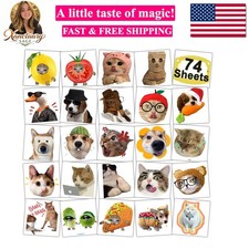 Cute Cat Meme Temporary Tattoos - 74 Individually Sheets Funny Animals Meme T...